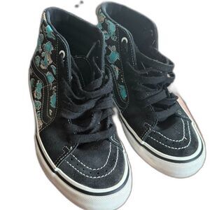 Vans Sk8-Hi Pro Dinosaur Print Sneakers Black Teal Size 6 Men/ 8 Women